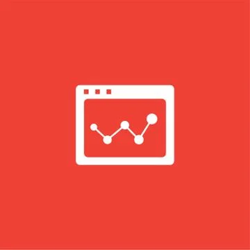 Web Page Analysis Icon On Red Background. Red Flat Style Vector Illustration Stock Illustration