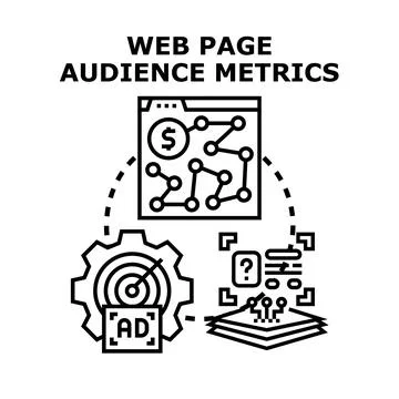 Web page audience metrics analyzing digital marketing advertisement Stock Illustration