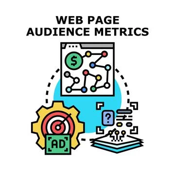 Web page audience metrics analyzing digital marketing advertisement Stock Illustration
