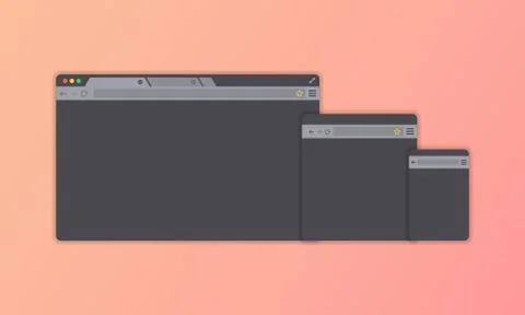 Web page banner. Browser window. Dark theme. Vector on isolated background. E Illustrazione stock