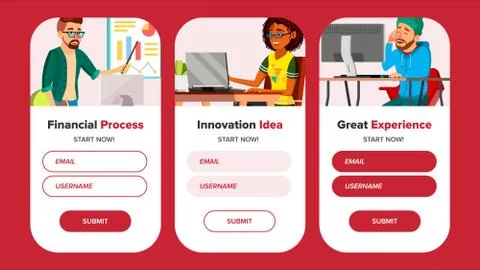 Web Page Banners . Business Interface. IT Technology. Cartoon Person. Onboarding Stock-Illustration
