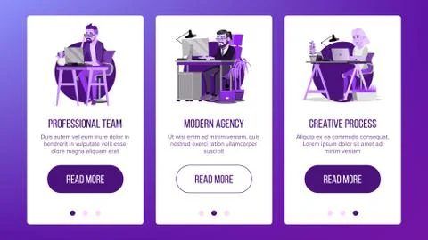 Web Page Banners Design Vector. Business Concept. Working Team. Cartoon People Stock Illustration