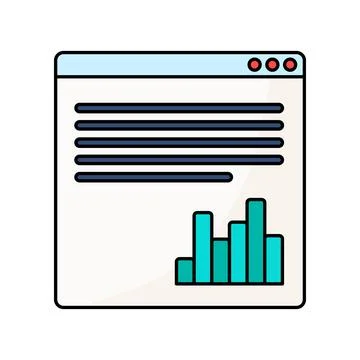 Web page bar chart analytics interface outline icon Stock Illustration