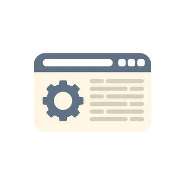 Web page being developed with cogwheel icon showing Stock Illustration