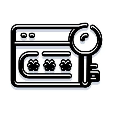 Web page browser with password key icon Stock Illustration