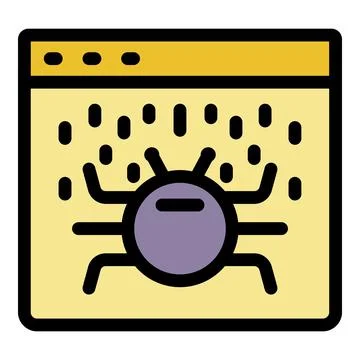 Web page bug icon color outline vector Stock Illustration