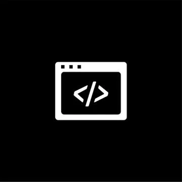 Web Page Code Icon On Black Background. Black Flat Style Vector Illustration. Stock-Illustration