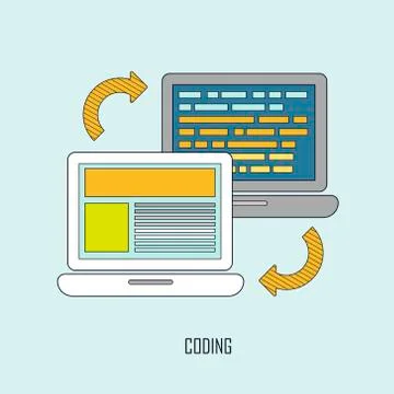 Web page coding and programming Stock-Illustration