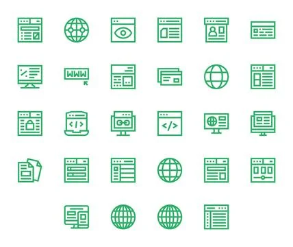 Web Page Comprehensive Vector Bundle with 28 Pixel Aligned Bold Line 64x64 .. Stock Illustration
