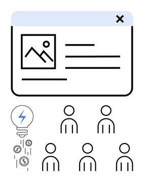 Web Page Concept with User Engagement and Financial Idea Generation Elements 库存插图