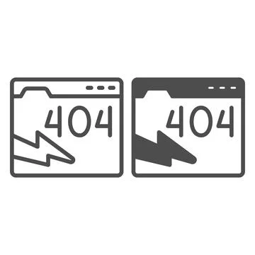 Web page with connection error line and solid icon, pcrepair concept, error Stock Illustration