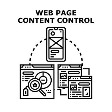 Web page content control managing digital content experience Stock Illustration