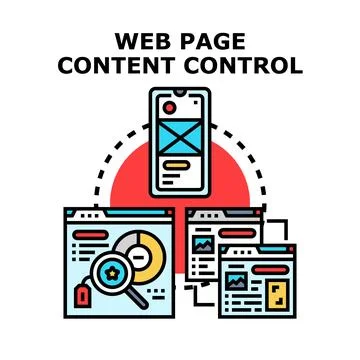 Web page content control managing digital content experience Stock Illustration