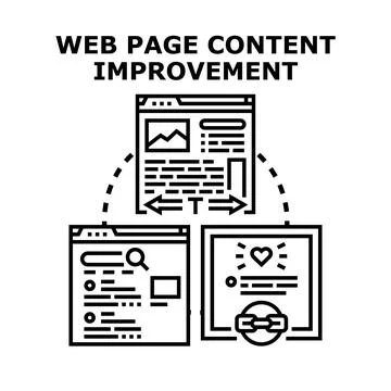 Web page content improvement process for digital marketing Stock Illustration