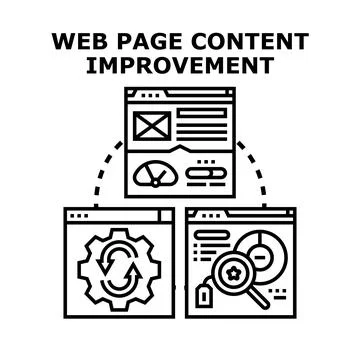 Web page content improvement vector concept illustration Stock Illustration