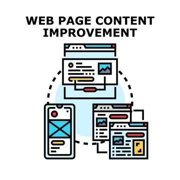 Web page content improving for digital marketing strategy Illustrazione stock