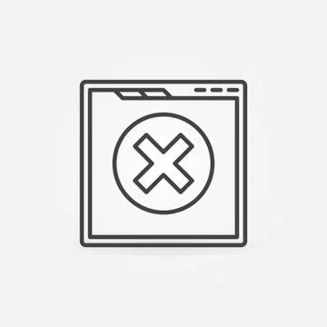 Web Page with Cross vector thin line concept Error icon Stock Illustration