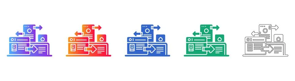 Web Page Data Exchange Icon Set Stock Illustration
