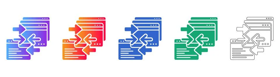 Web Page Data Exchange Icons Set Stock Illustration