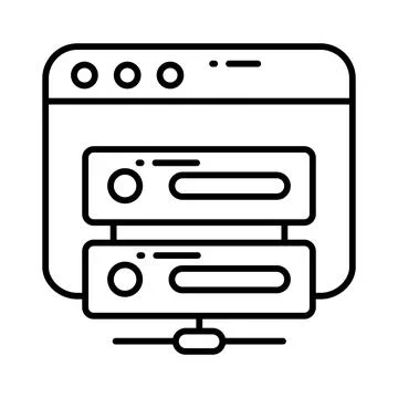Web Page with data server denoting web hosting concept vector, web server icon Stock Illustration