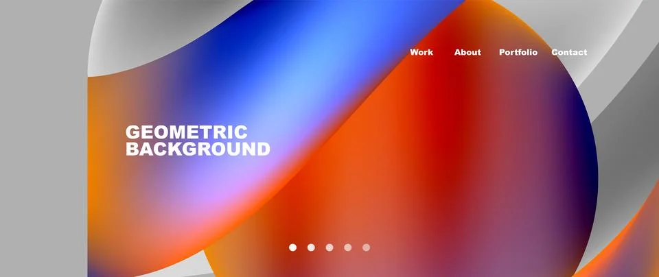 Web page design with geometric elements - circle and wave. Techno art concept Illustrazione stock