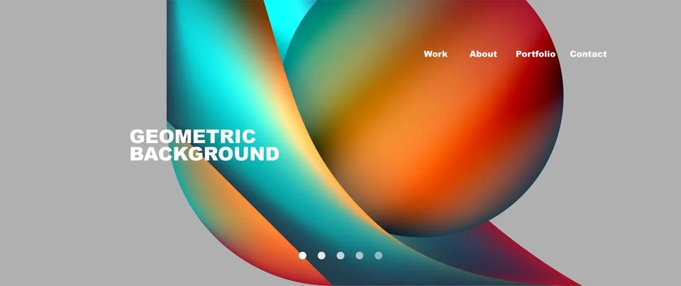 Web page design with geometric elements - circle and wave. Techno art concept Illustrazione stock