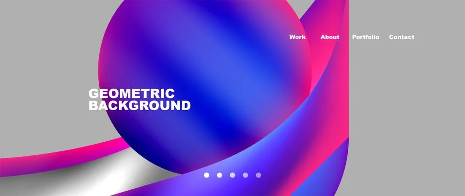 Web page design with geometric elements - circle and wave. Techno art concept Stock Illustration
