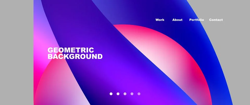 Web page design with geometric elements - circle and wave. Techno art concept Illustrazione stock