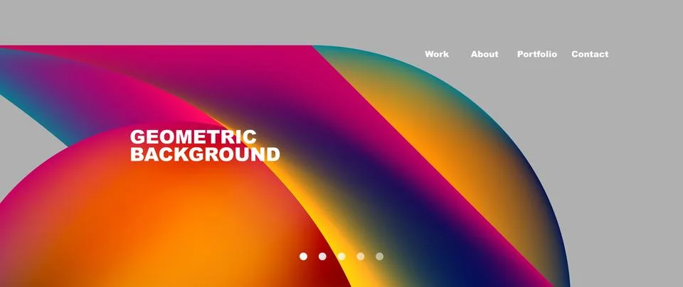 Web page design with geometric elements - circle and wave. Techno art concept Illustrazione stock