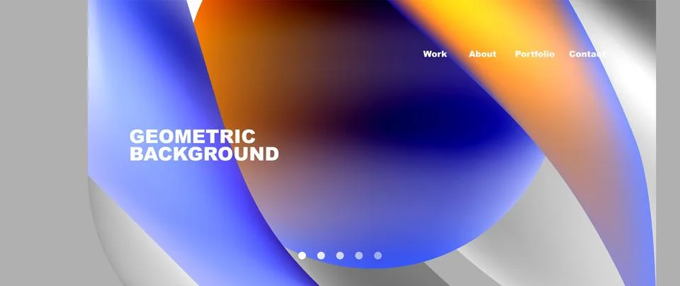 Web page design with geometric elements - circle and wave. Techno art concept Illustrazione stock