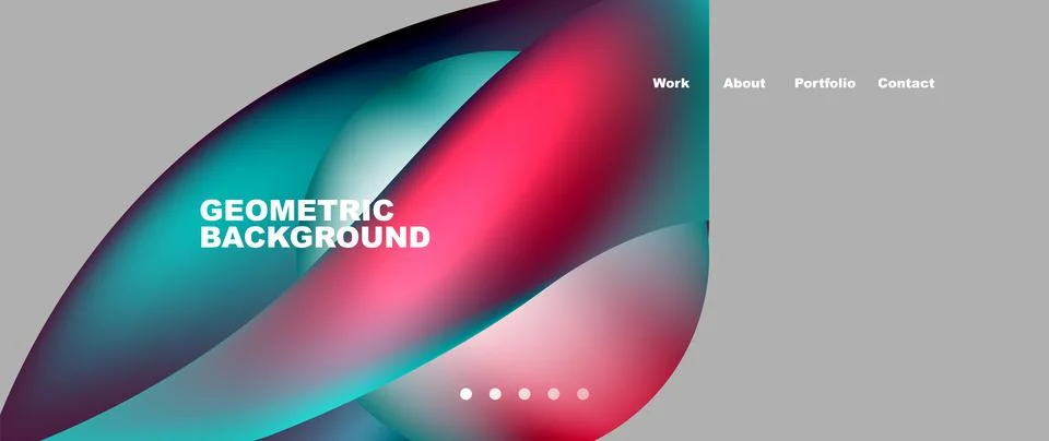 Web page design with geometric elements - circle and wave. Techno art concept Illustrazione stock