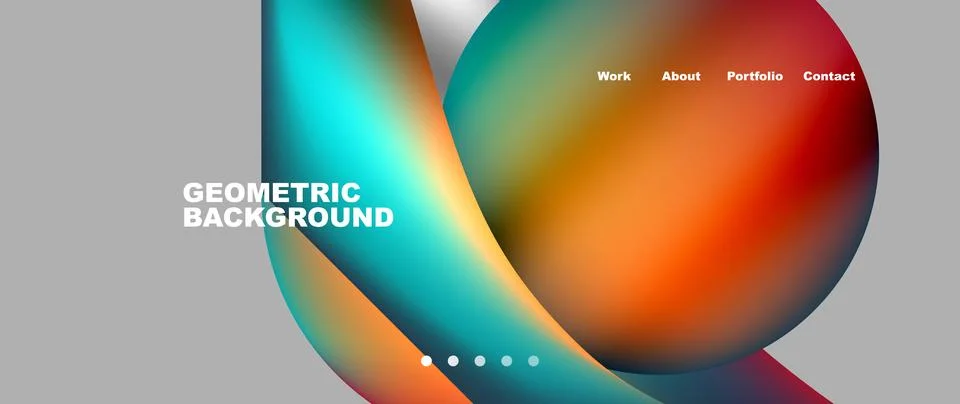 Web page design with geometric elements - circle and wave. Techno art concept Illustrazione stock
