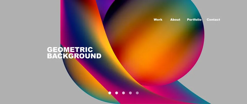 Web page design with geometric elements - circle and wave. Techno art concept Stock Illustration