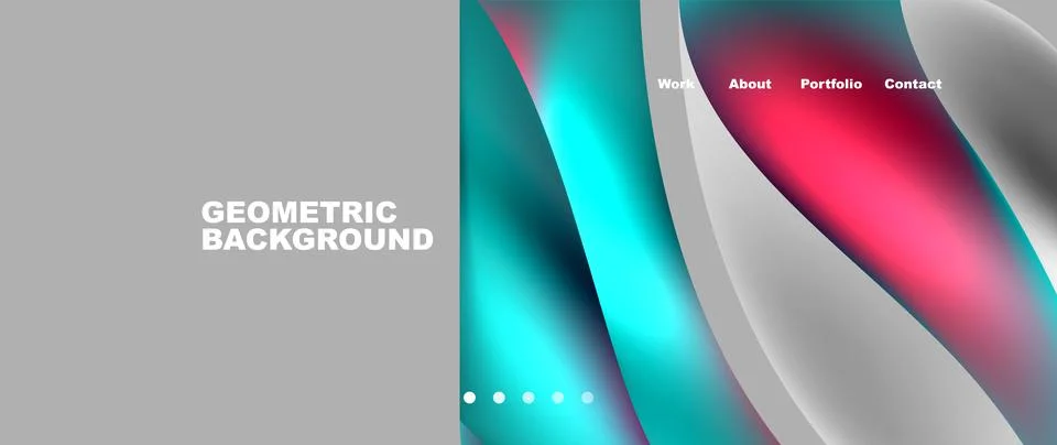 Web page design with geometric elements - circle and wave. Techno art concept Stock Illustration