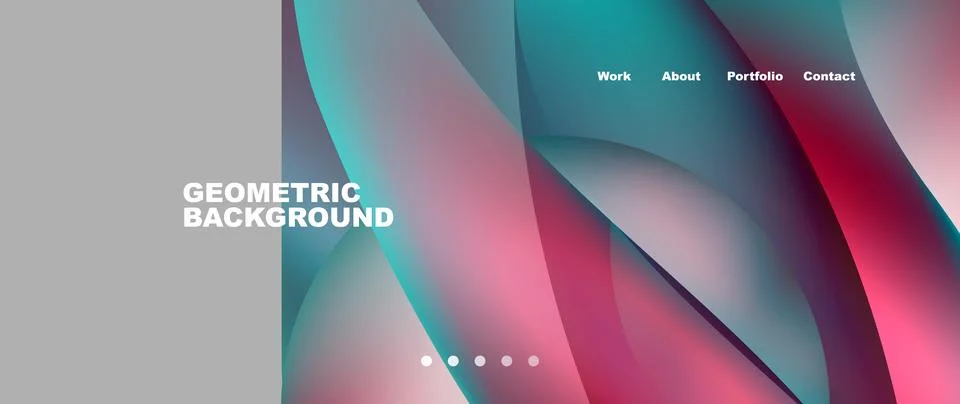 Web page design with geometric elements - circle and wave. Techno art concept Illustrazione stock