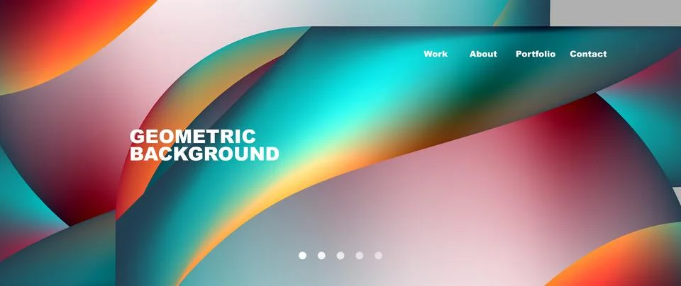 Web page design with geometric elements - circle and wave. Techno art concept Stock Illustration