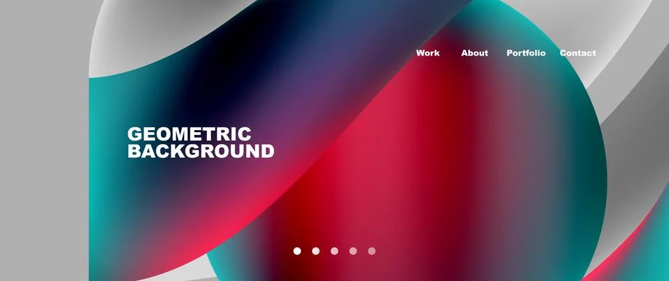 Web page design with geometric elements - circle and wave. Techno art concept Stock Illustration