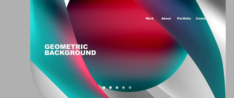 Web page design with geometric elements - circle and wave. Techno art concept Illustrazione stock