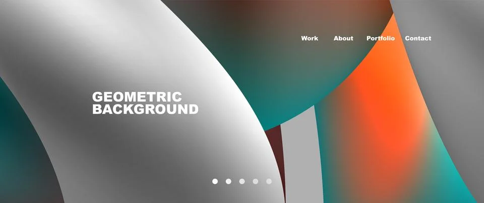 Web page design with geometric elements - circle and wave. Techno art concept Illustrazione stock