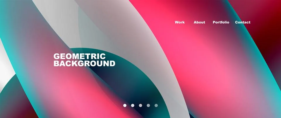 Web page design with geometric elements - circle and wave. Techno art concept Illustrazione stock