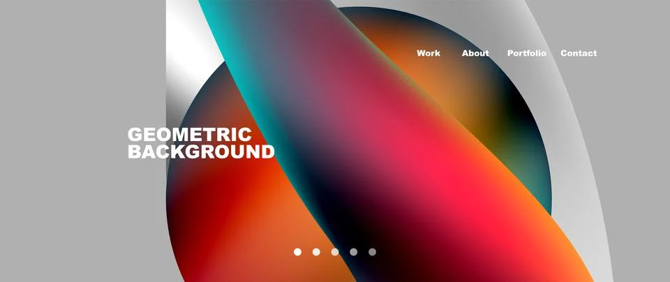 Web page design with geometric elements - circle and wave. Techno art concept Illustrazione stock