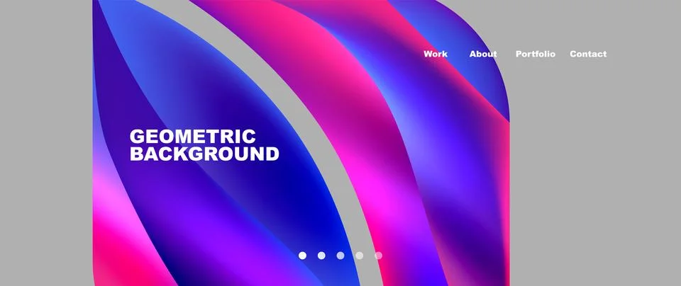 Web page design with geometric elements - circle and wave. Techno art concept Illustrazione stock