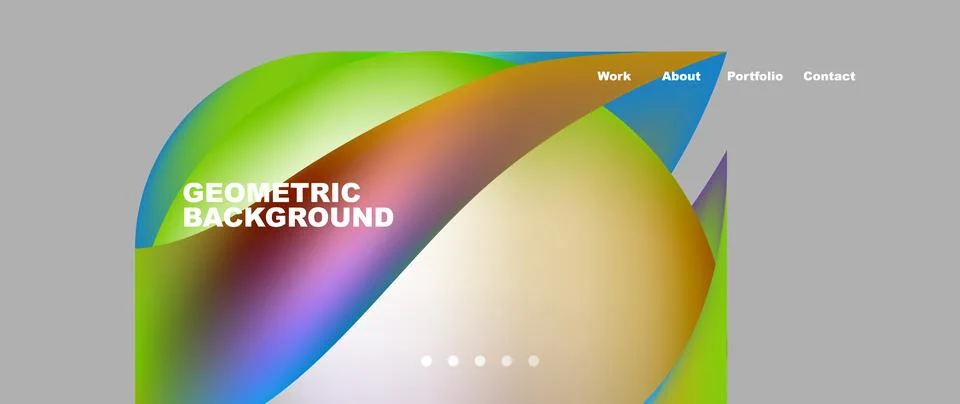 Web page design with geometric elements - circle and wave. Techno art concept Illustrazione stock