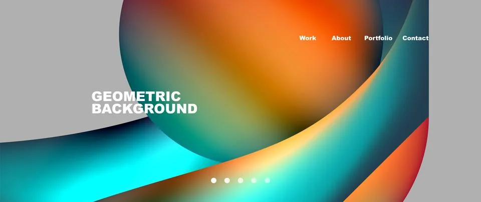 Web page design with geometric elements - circle and wave. Techno art concept Stock Illustration