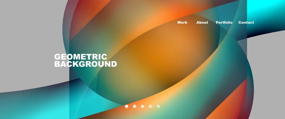 Web page design with geometric elements - circle and wave. Techno art concept Illustrazione stock