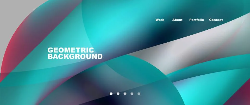 Web page design with geometric elements - circle and wave. Techno art concept Illustrazione stock