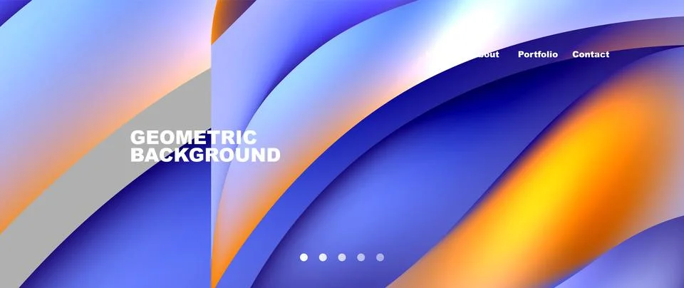 Web page design with geometric elements - circle and wave. Techno art concept Illustrazione stock