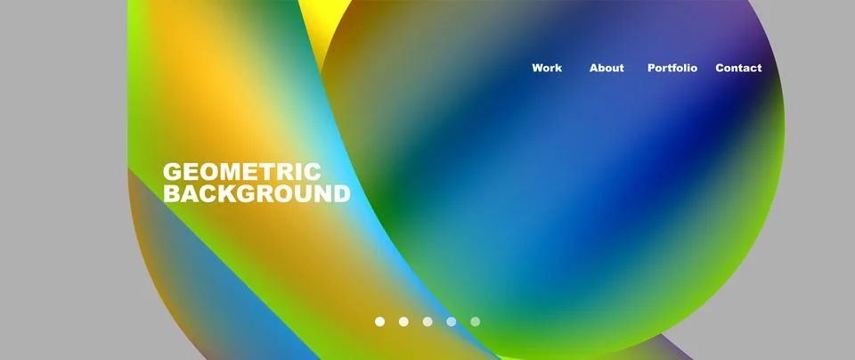 Web page design with geometric elements - circle and wave. Techno art concept Stock Illustration