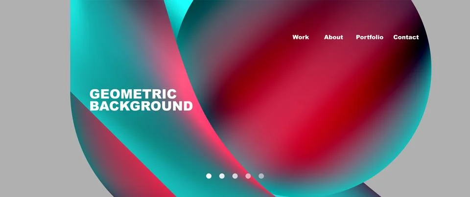 Web page design with geometric elements - circle and wave. Techno art concept Illustrazione stock