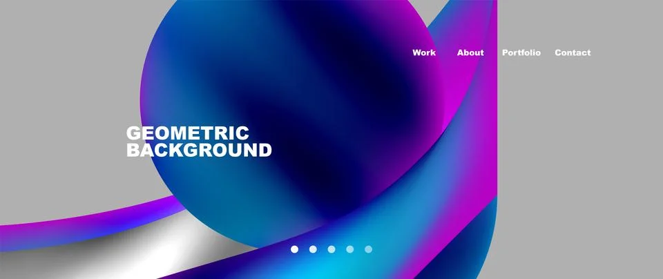 Web page design with geometric elements - circle and wave. Techno art concept Stock Illustration